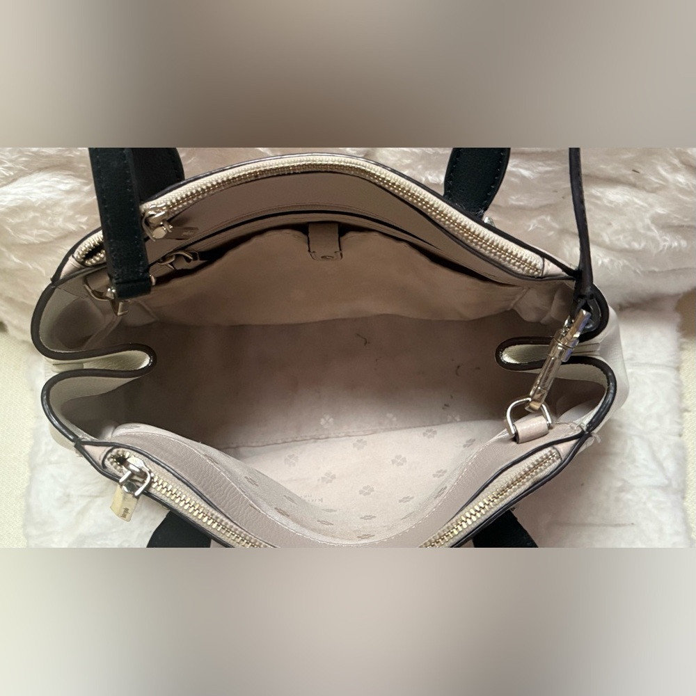Kate Spade Sydney Double Zip Leather Satchel Crossbody Tusk Multi Medium EUC - Picture 9 of 9